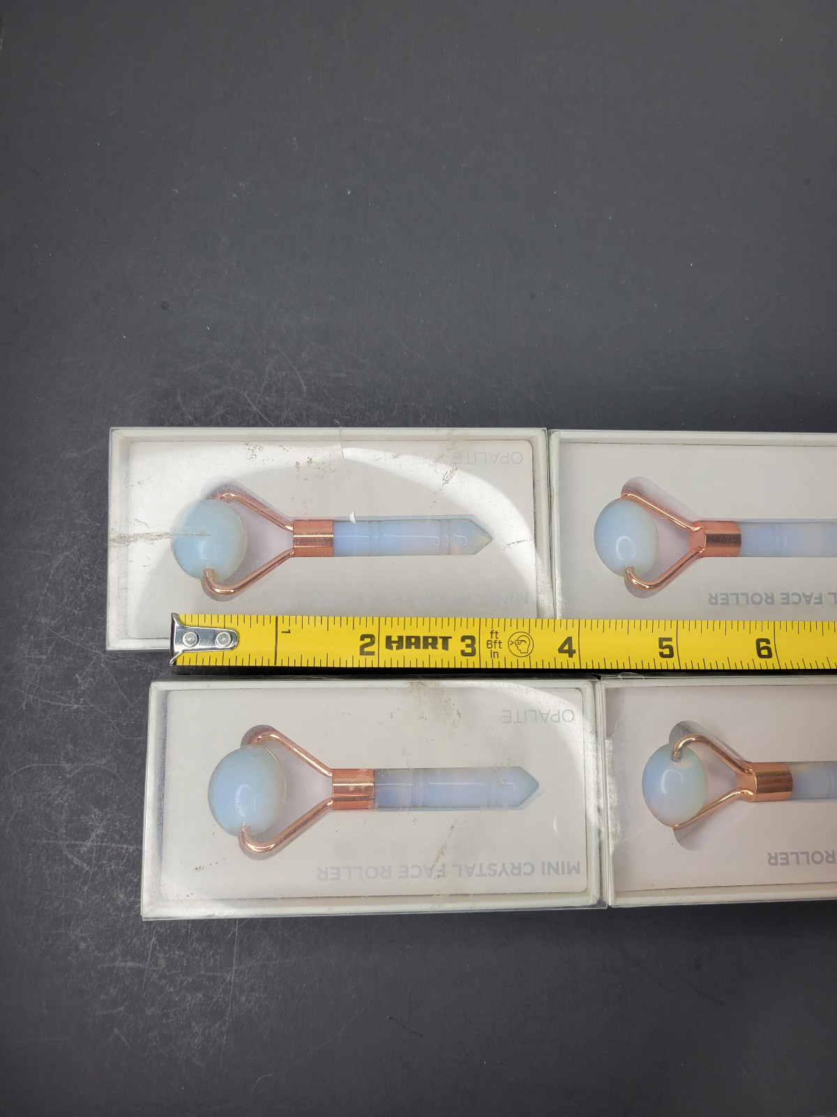 4 x Mini 3.5″ Opalite Crystal Face facial Massager Roller light blue