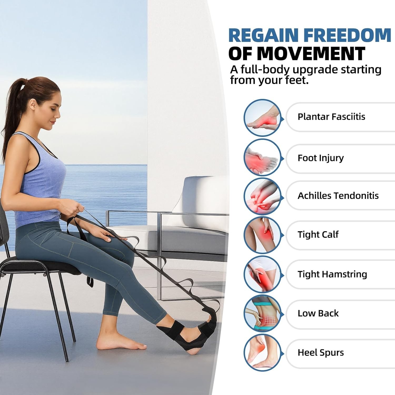 Foot & Calf Stretcher Strap – Plantar Fasciitis Relief
