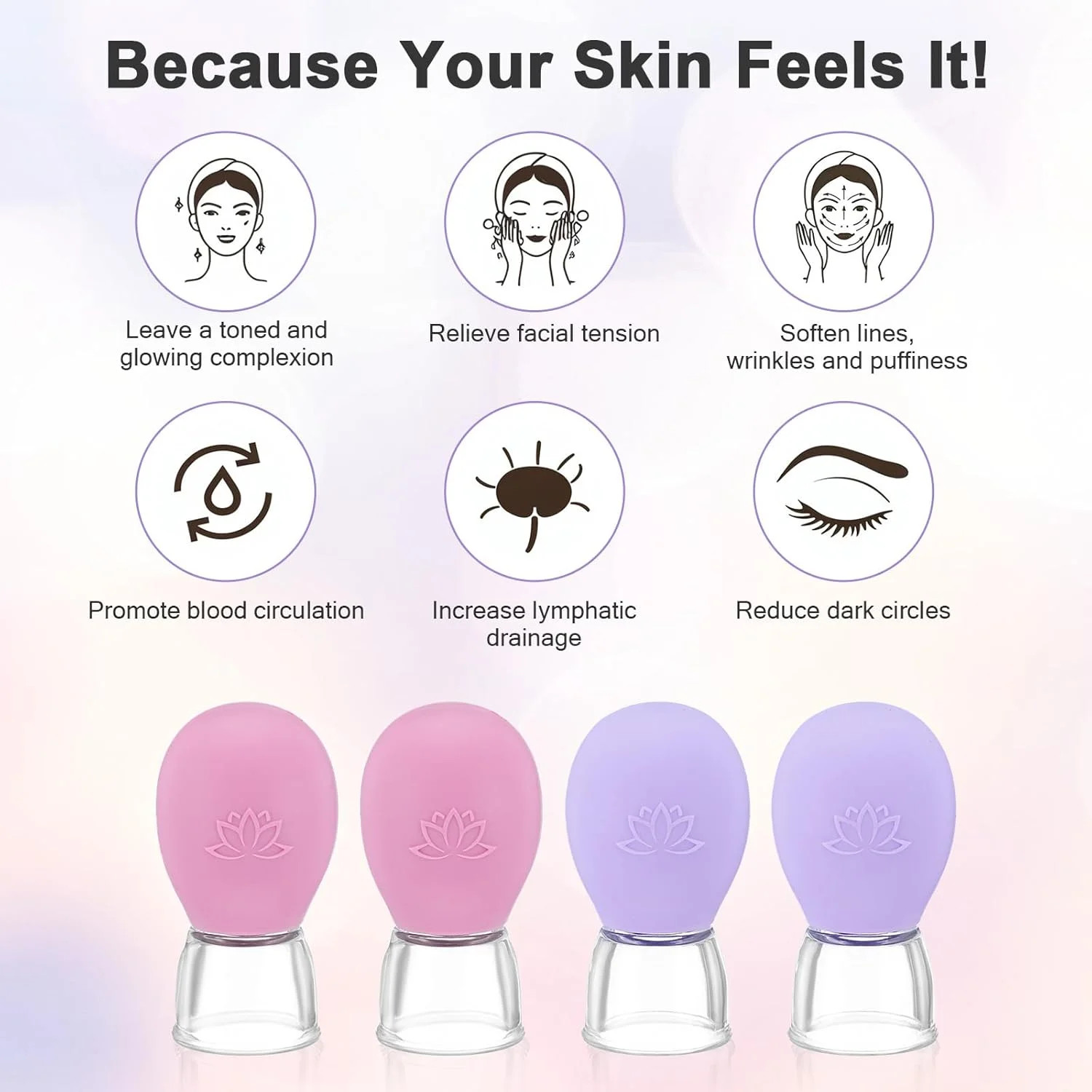 4 Pcs Glass Vacuum Cupping Set for Face Body Massage Anti Cellulite Therapy