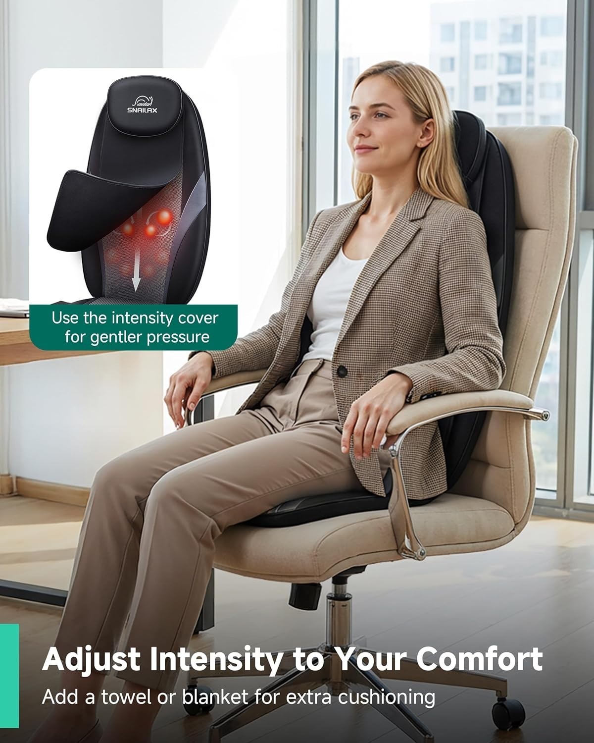 Shiatsu Back Massager with Adjustable Heat & Vibration for Total Comfort