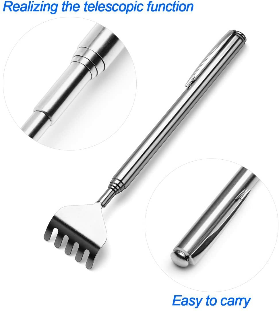 Metal Stainless Steel Back Scratcher Telescopic Extendable Claw Extender QW US