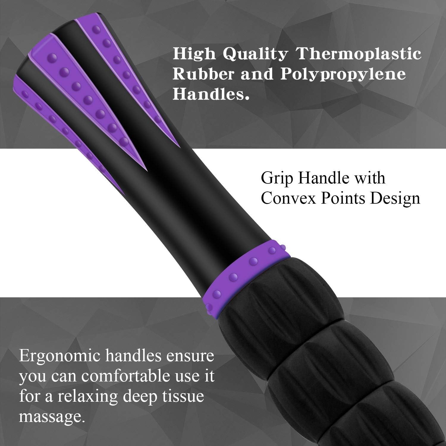 Muscle Massage Roller Stick Deep Tissue Fascia Blaster 18 Inch Purple Black