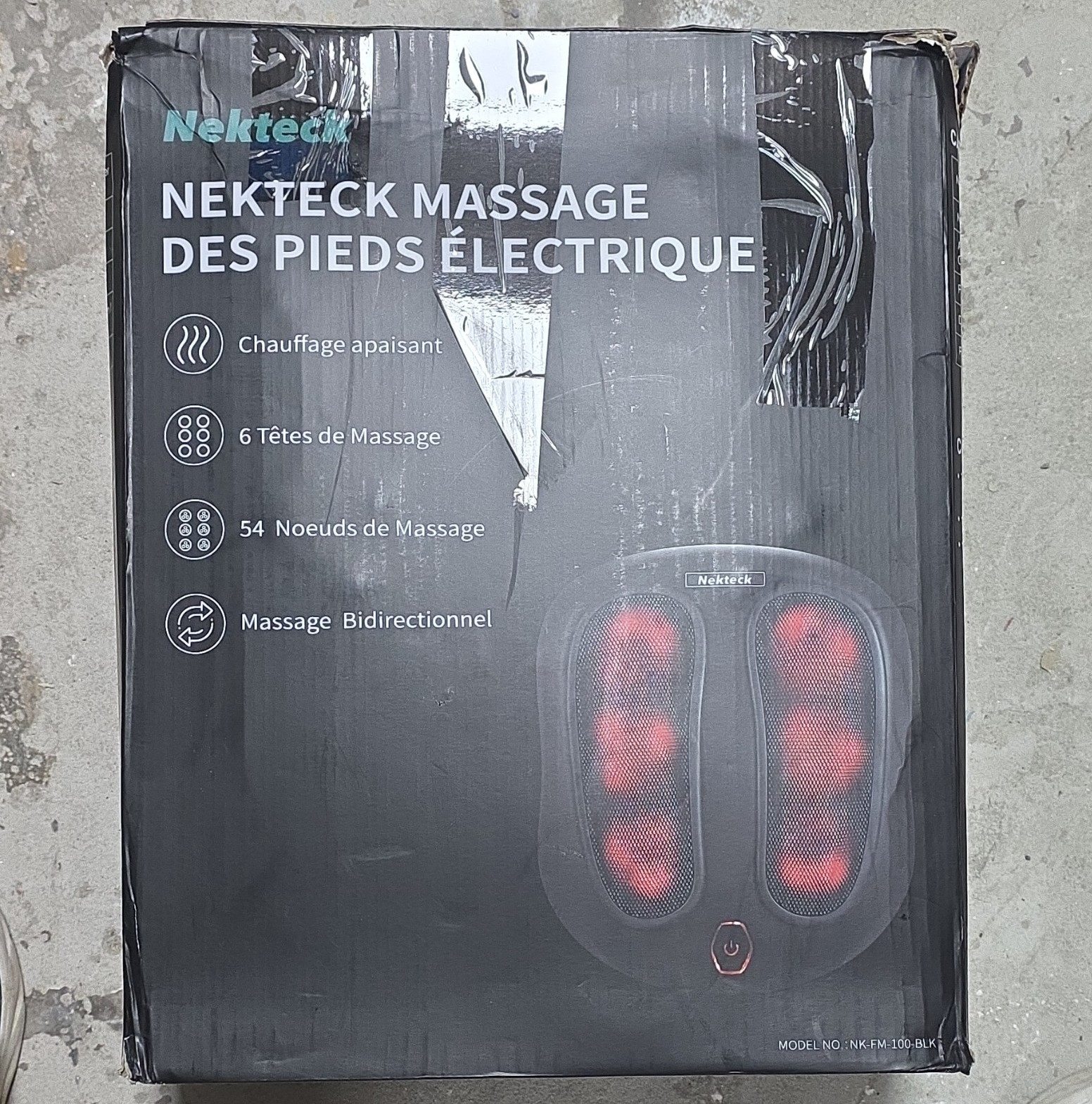 Nekteck Foot Massager Machine Heated Bi-Directional 6 Heads Black NK-FM-100-BLK