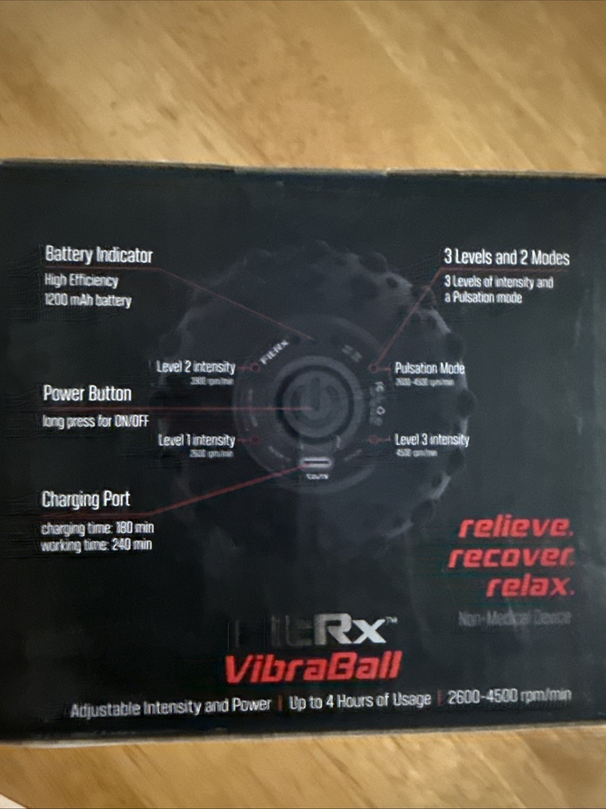 FitRx VibraBall Vibrating Massage Roller Lightweight Rechargeable Quiet/Powerful