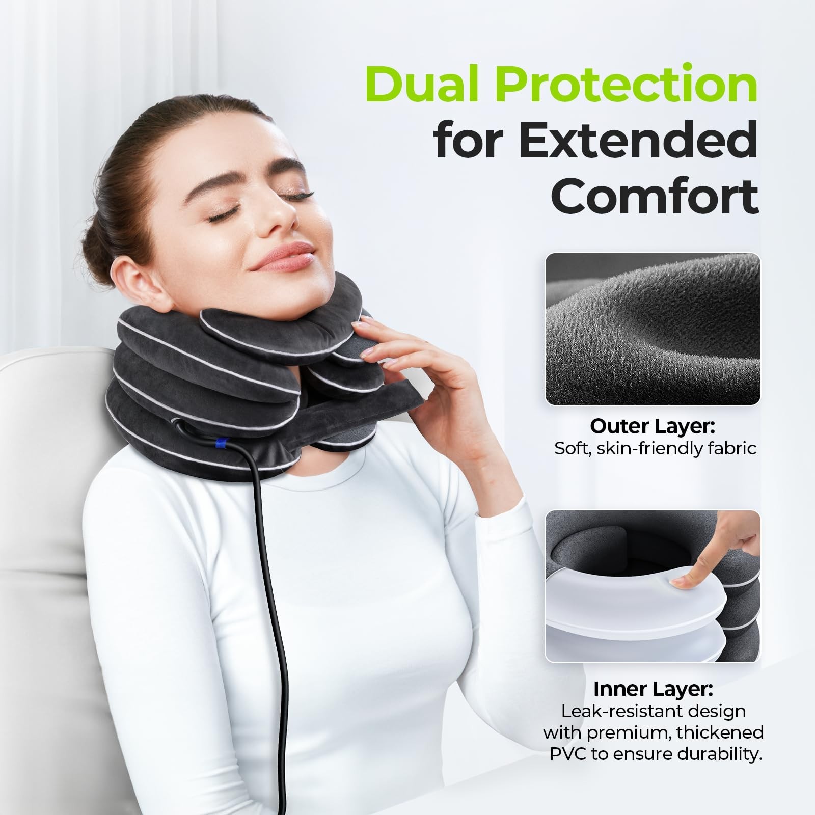 Inflatable Neck Stretcher for Cervical Traction, 3-Layer Design, Neck Support Pi