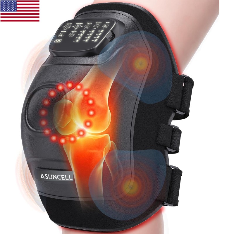 Wireless Portable Knee Relax Massager Heated Vibration Sports Injury Rehab