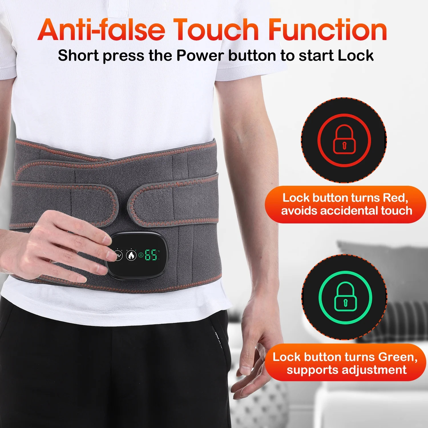 Cordless Heating Pad for Back Hatch Belt Massager with 3 Vibration and 3 Levels