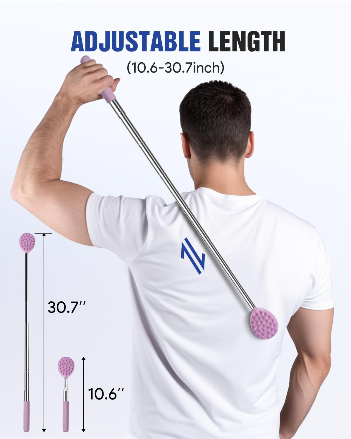 Telescoping Back Scratcher with 5Pcs Detachable Heads, Extendable Back Massag…