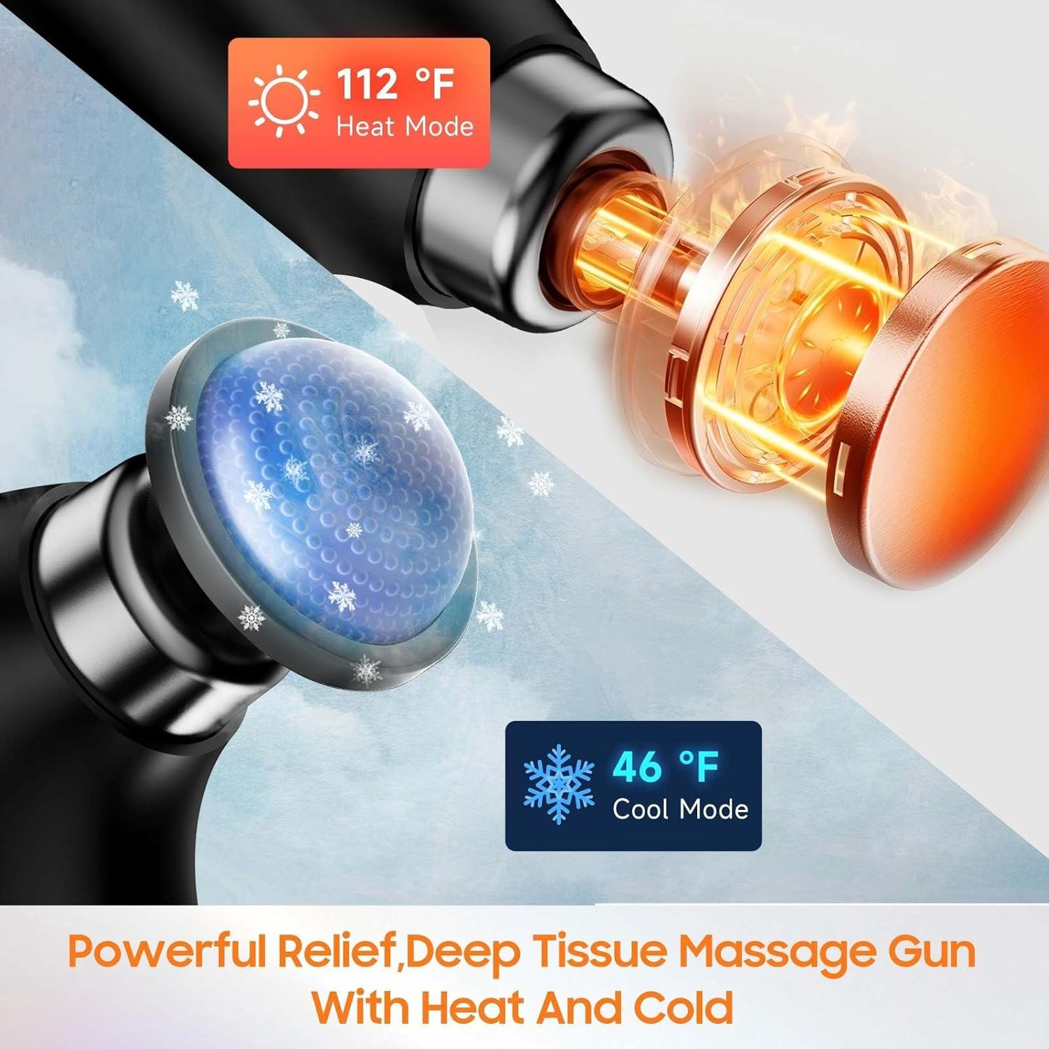 Massage Gun Deep Tissue Heated Foldable Percussion Muscle Massager Back Pain