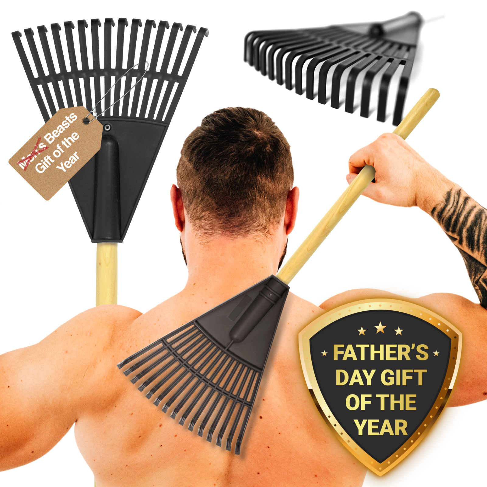 Beast Rake Back Scratcher – Oversized 15-Prong Ergonomic Itch Relief Stick