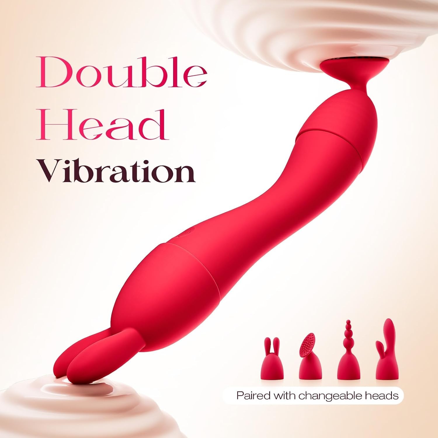 APP Control Rechargeable Personal Massager Kit 4 Heads Waterproof Red Toy