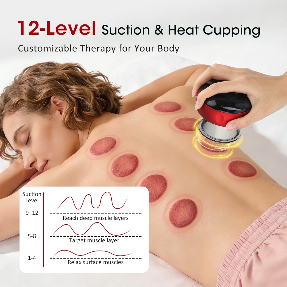 7 In 1 Electric Cupping Therapy Set w/Red Light Smart Cupping Gua Sha Massager