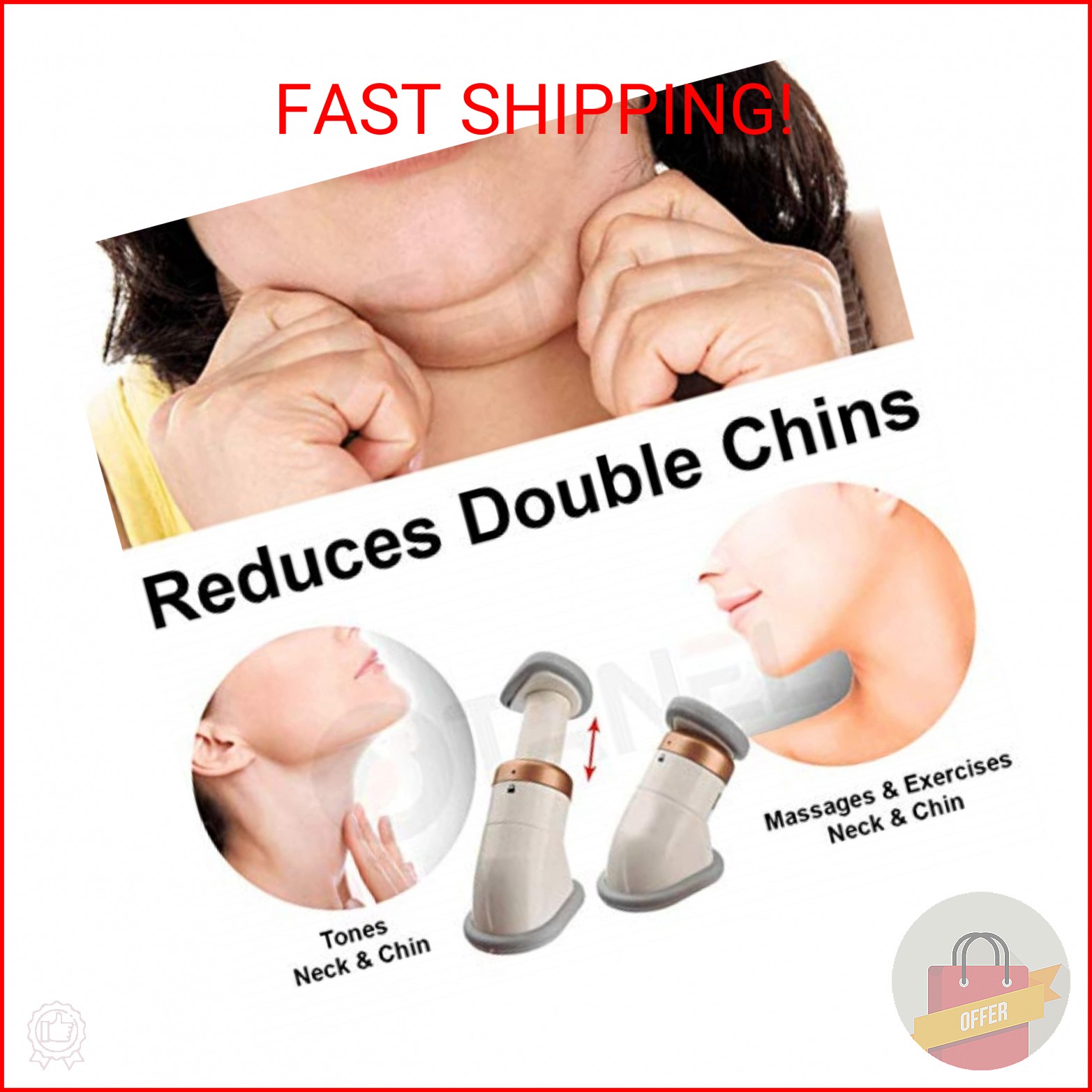 Neckline Portable Neck Slimmer and Jaw Exercise – Double Chin Reducer, Chin Exer