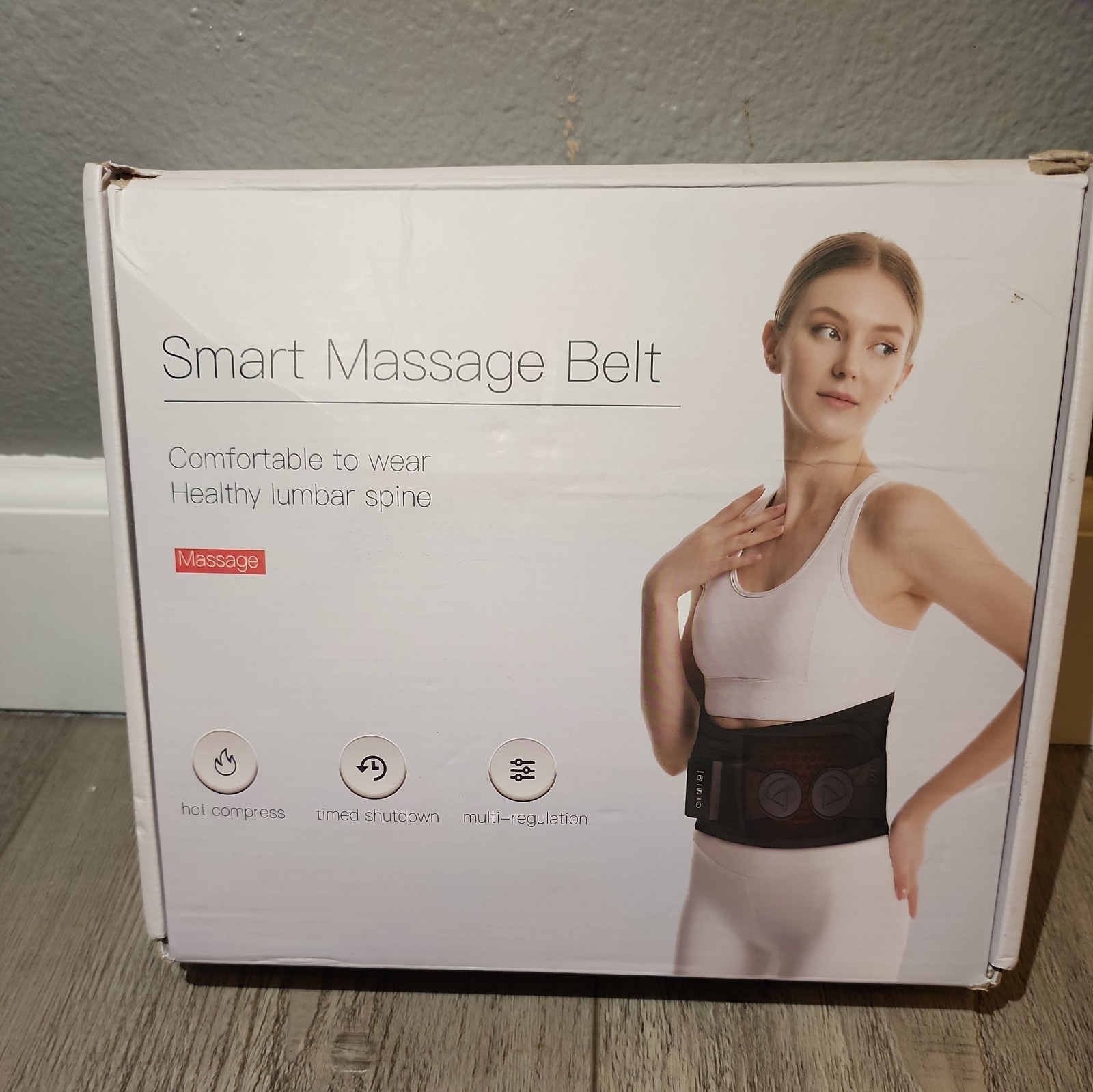 Cordless Heating Pad Massager—Smart Belt, Vibration & Hot Compress, Black