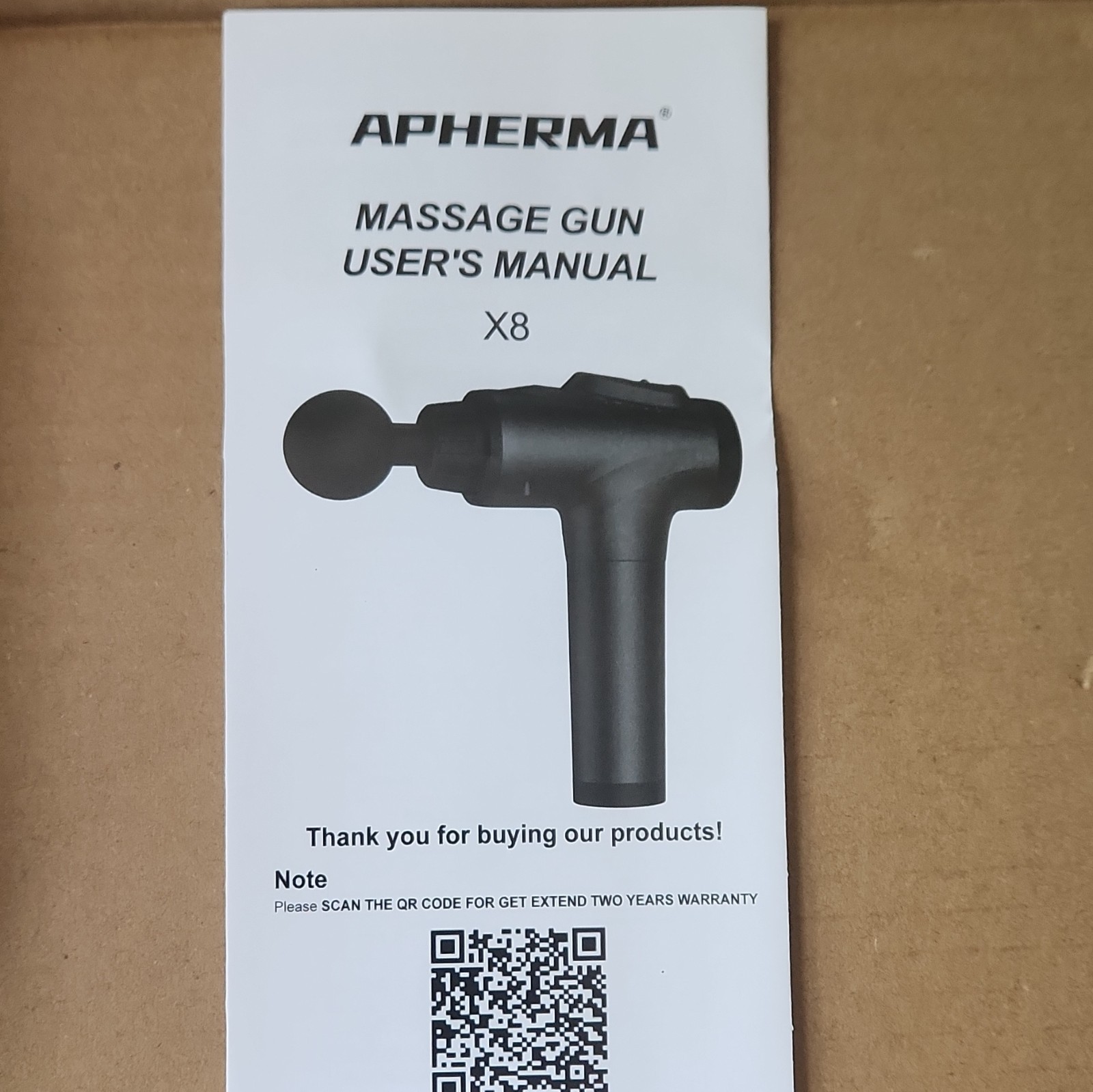 APHERMA X8 Massage Gun Black Cordless Rechargeable 8 Heads Vibrating USB