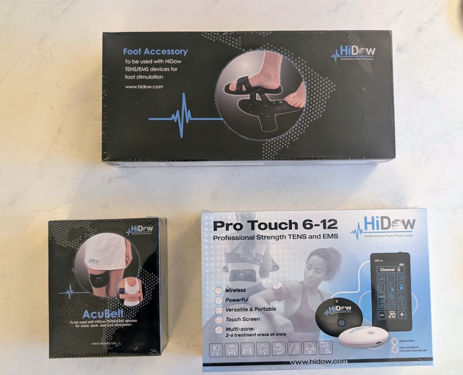 Hidow ProTouch 6-12 TENS/EMS Unit Brand New W/ Foot and Belt accesories
