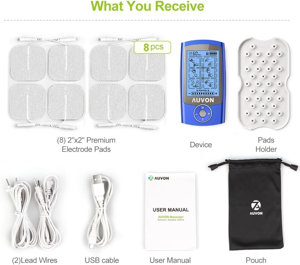 Ultimate Pain Relief TENS Unit – Rechargeable with 24 Modes & Kits Included