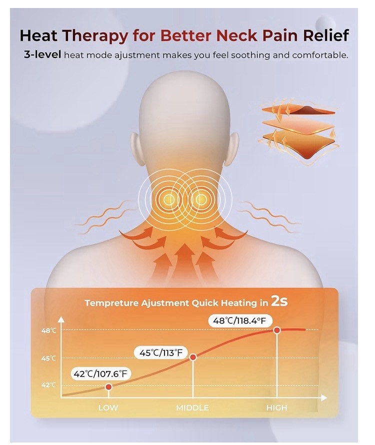 Heated Neck Stretcher with Red Light Therapy, Wireless Cervical Traction Device