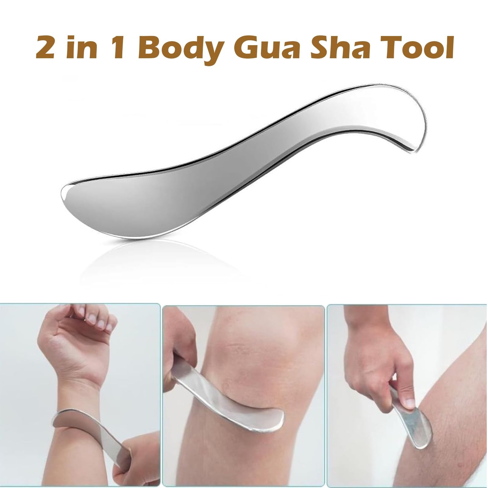 Stainless Steel Muscle Scraper Set, 2 in 1 Gua Sha Body Tool, Muscle Scraper