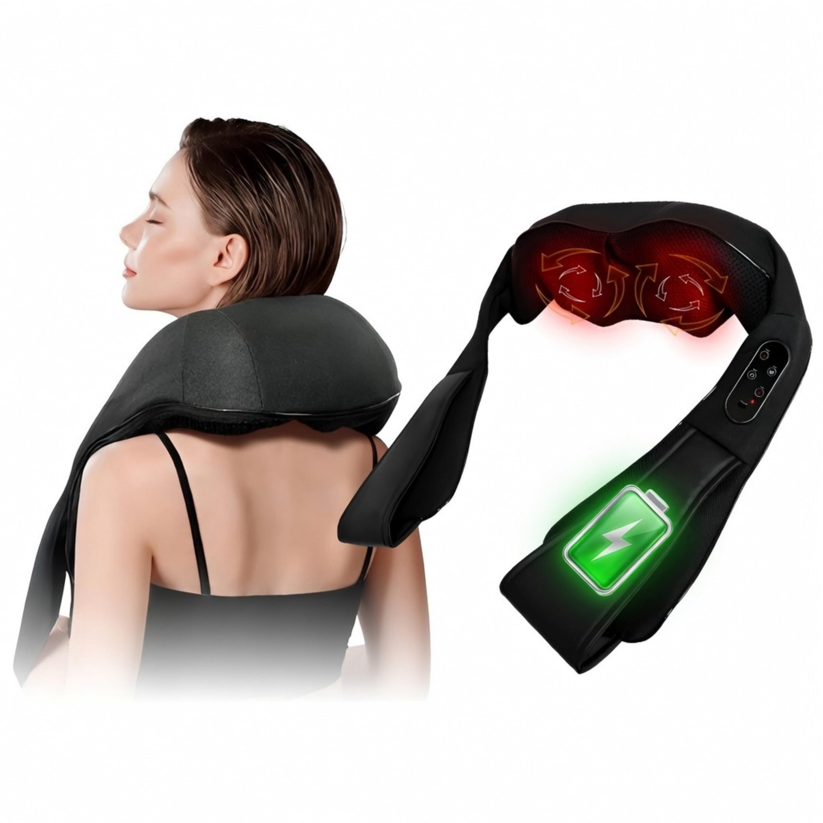 Cordless Neck and Shoulder Massager with Heat – 2000mAh Rechargeable Battery