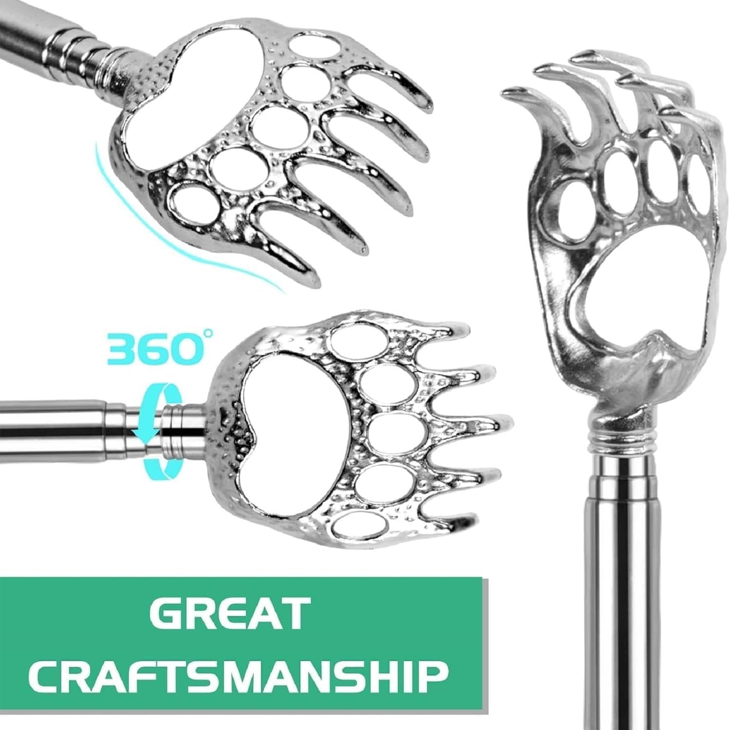 3PCS/Set Bear Claw Telescopic Metal Extendable Back Scratcher Back Massager Gift