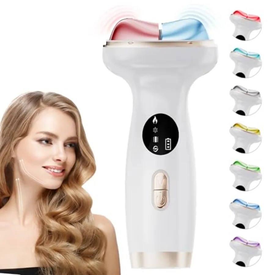 Hot Cold Dual Mode Face and Neck Beauty Massager 7 in 1 LED Facial Sculptor