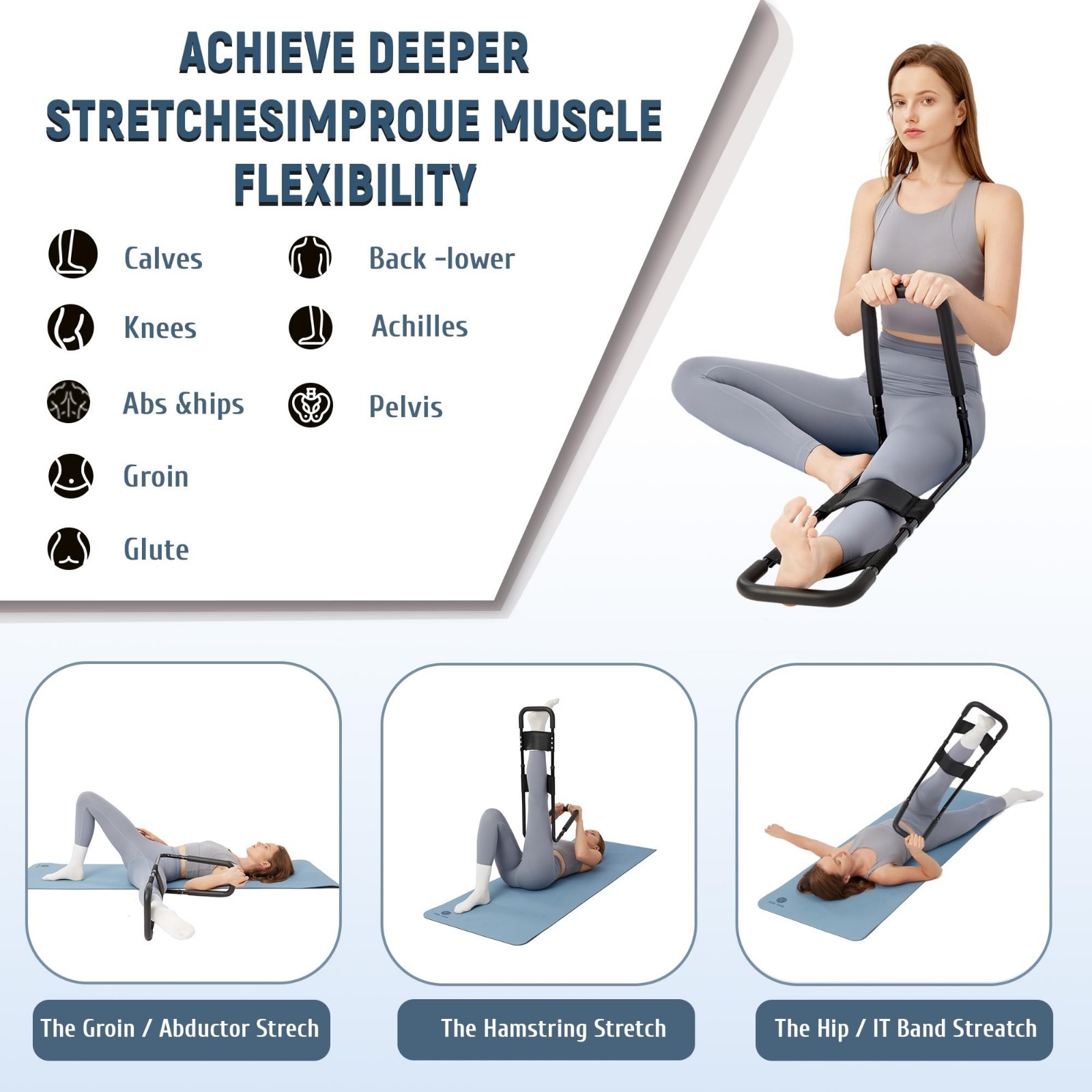Adjustable Hamstring Stretcher for Knee Pain Relief & Flexibility – Leg & Hip St
