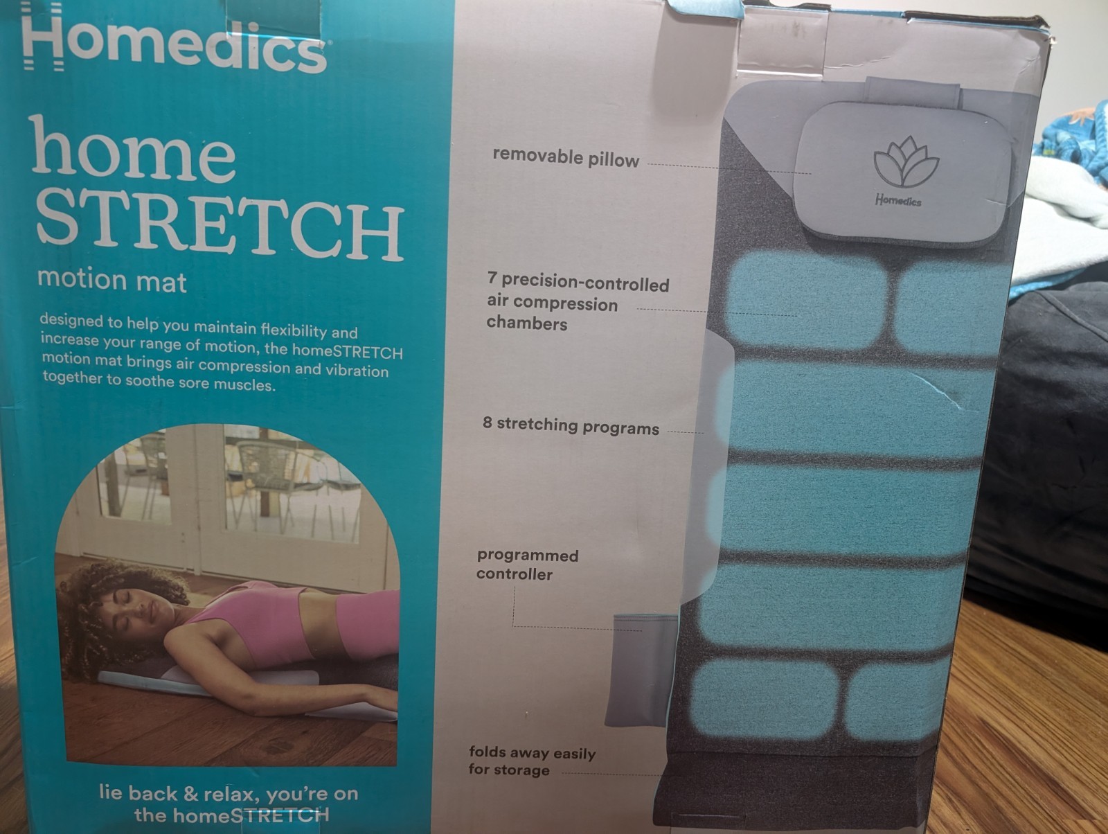 HoMedics homeSTRETCH Motion Massage Mat Air Compression Vibration Gray Remote