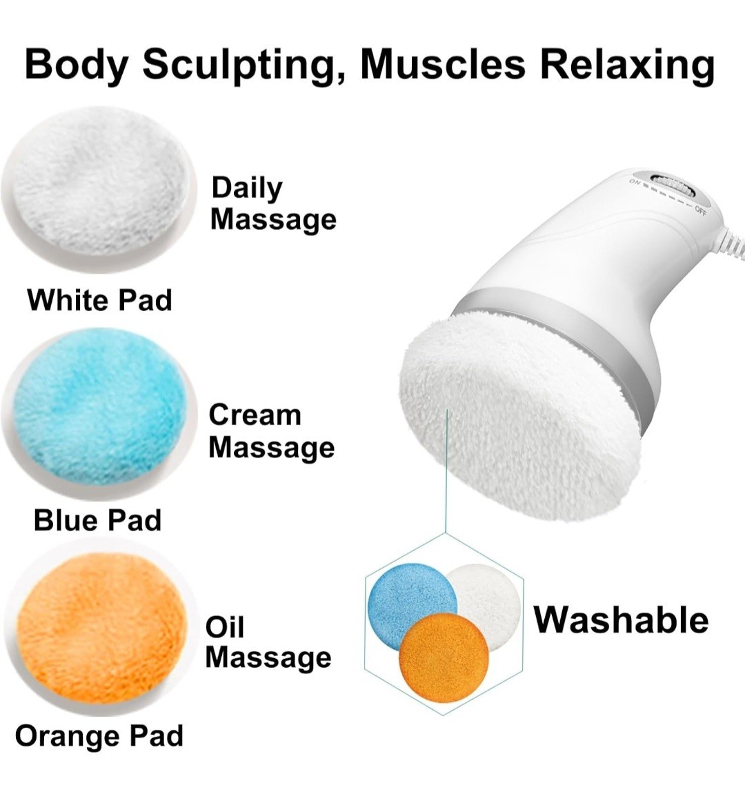 Body Machine Electric Massager 3 Pads, Handheld Full Body Massage Machine for…