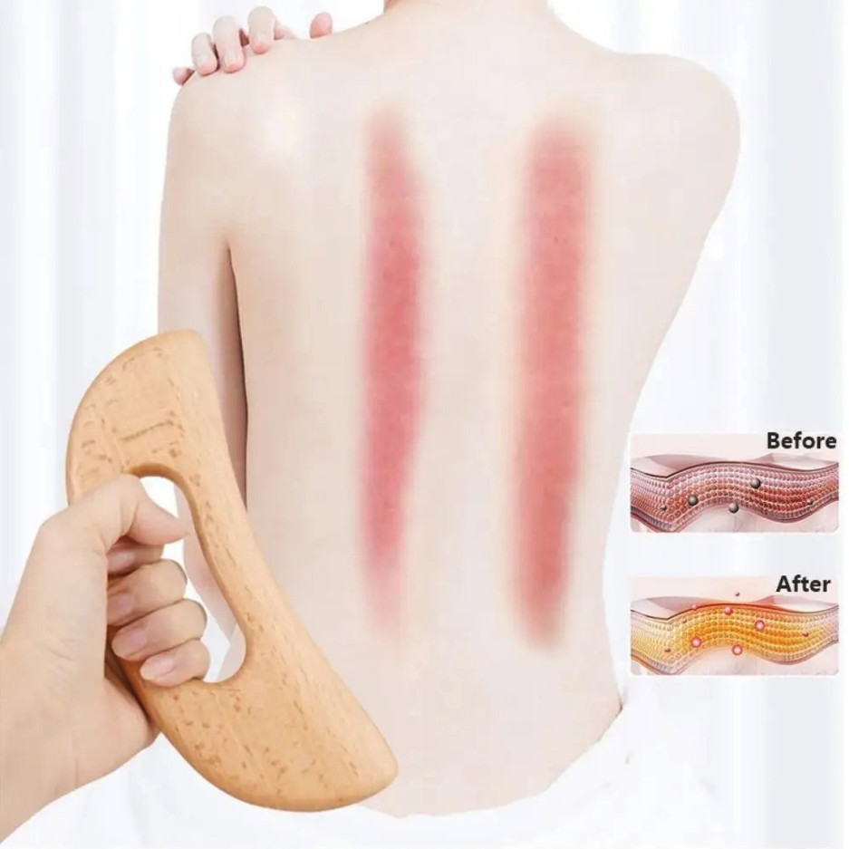 1pc Wooden Gua Sha Massage Tool Body Scraping Board Slimming Therapy – NEW
