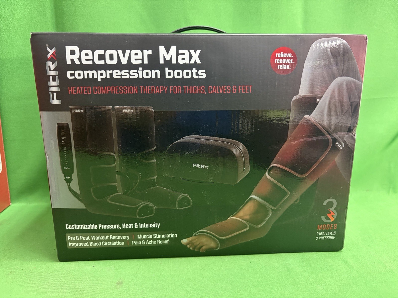 FitRx Recover Max Air Compression Leg & Foot Massager w/Heat Therapy New (Desk)