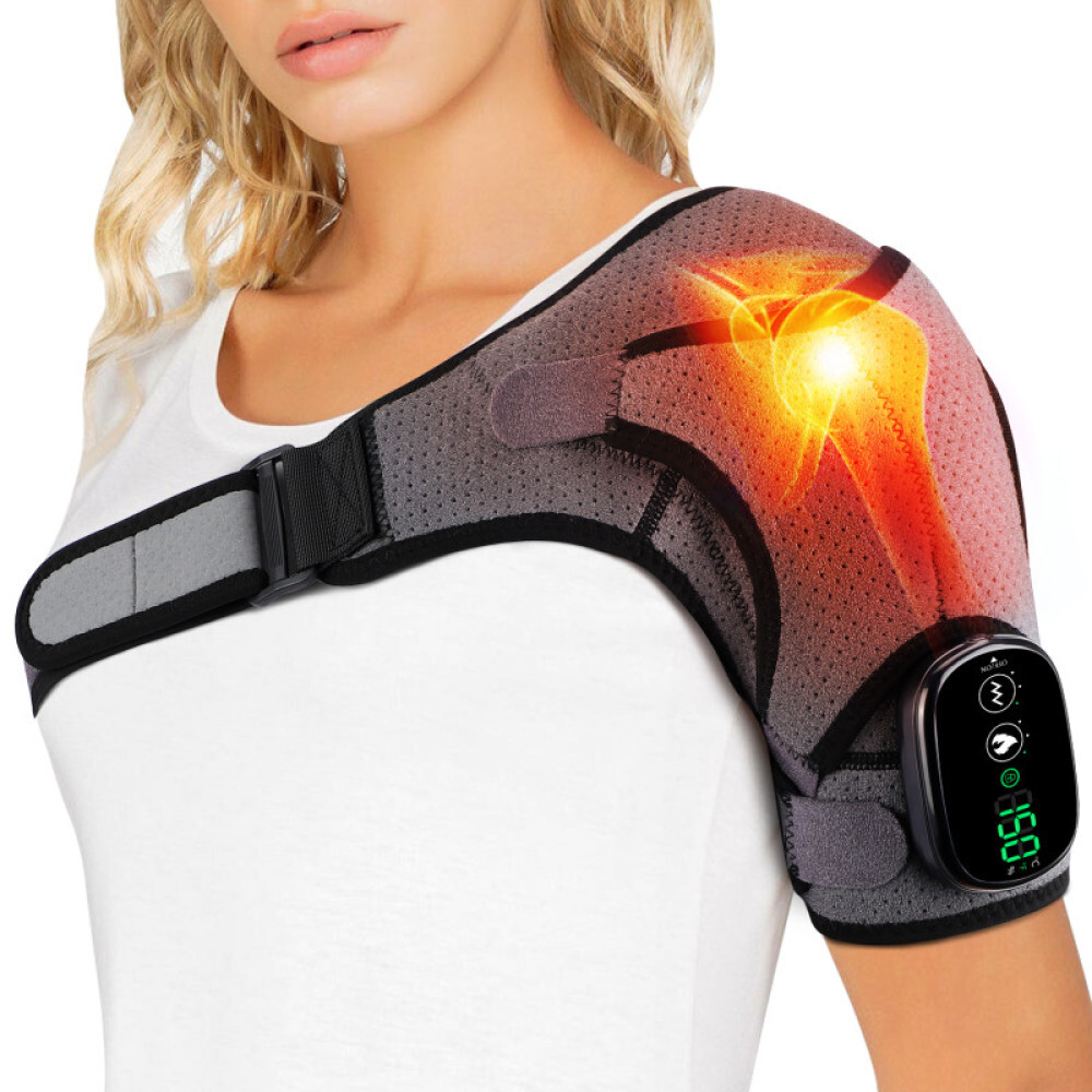 Electric Cordless Heated Shoulder Brace, Shoulder Heating Pad Wrap with Massage