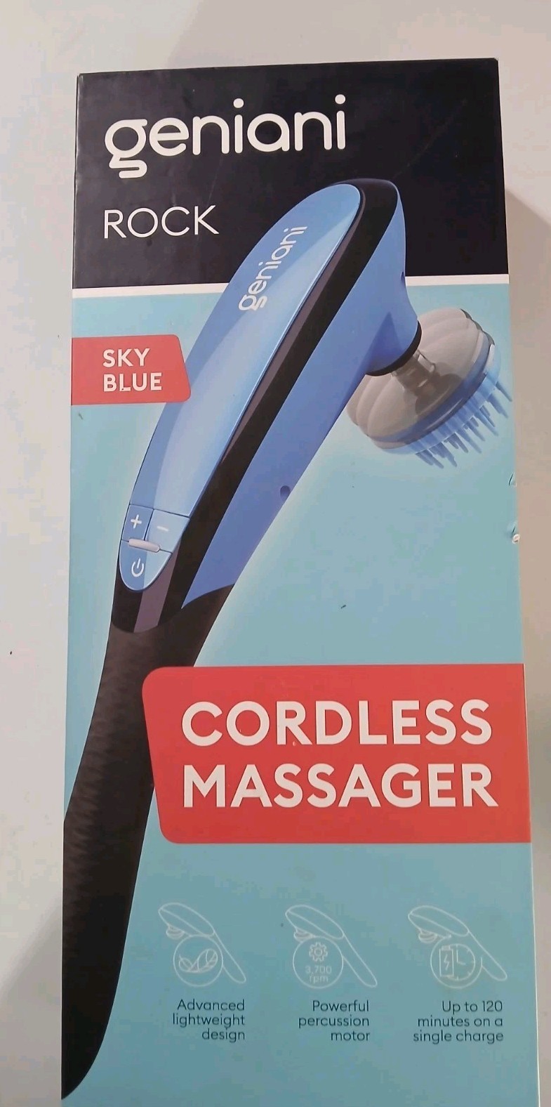 Geniani Rock Cordless Handheld Deep Tissue Massager Sky Blue