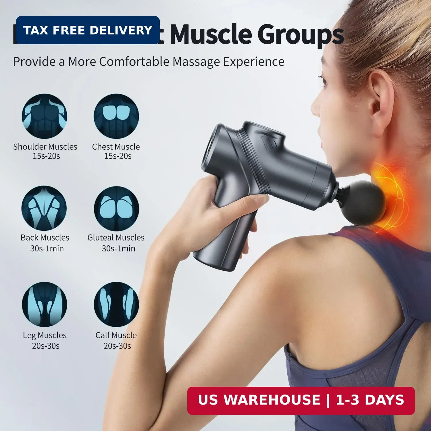 LEERCON Massage Gun Deep Tissue, Silent Motor and Portable Massage Gun with 4 In