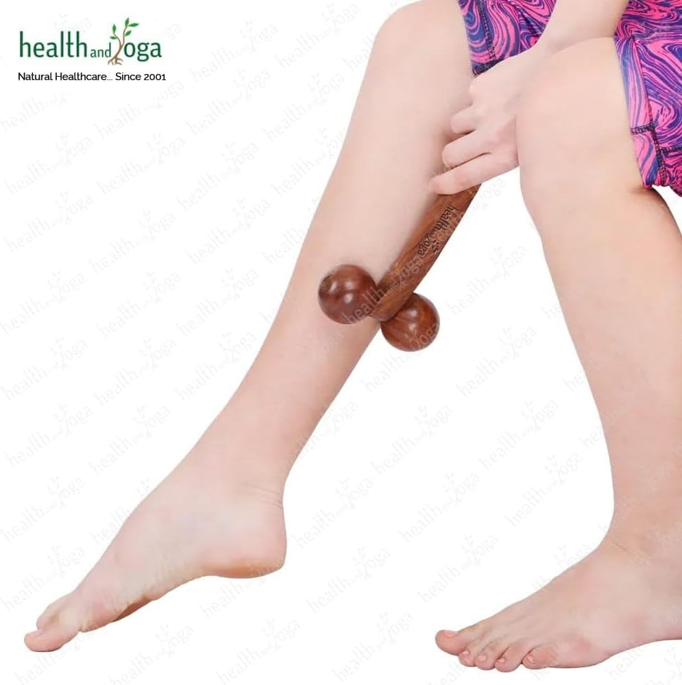 Healthandyoga™ Naturesooth Wooden Massage Roller – Wood Therapy Massage Tools –