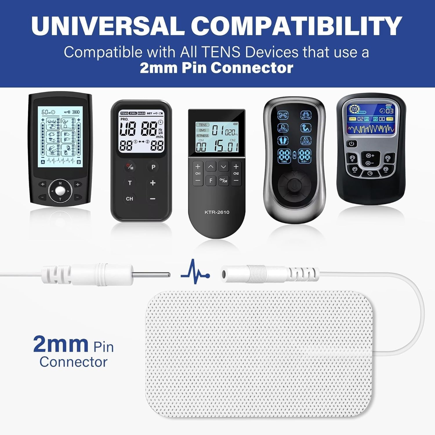 Universal 10PC TENS Electrodes 2″x3.5″ – Flexible & Resealable Packaging