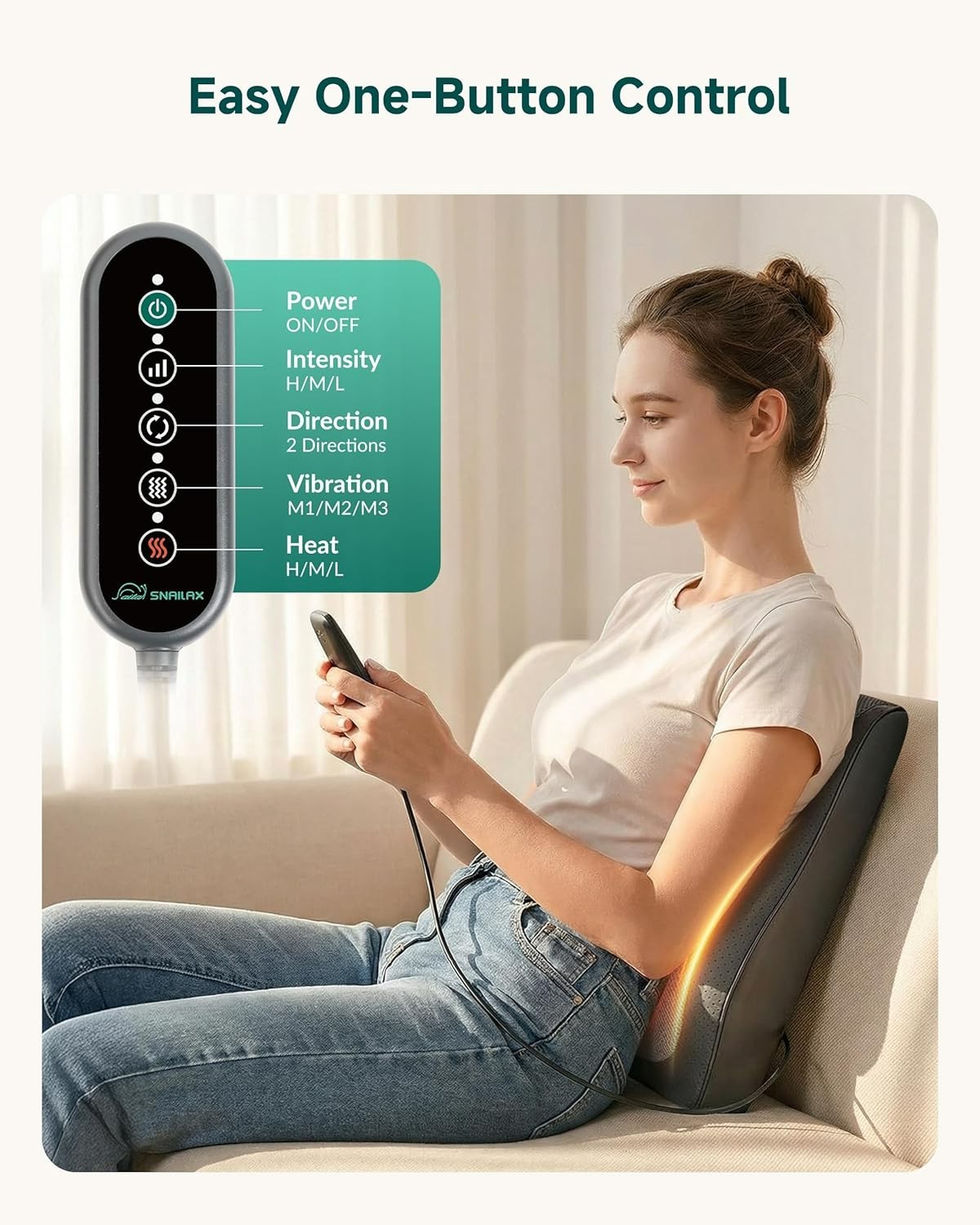 Snailax Back Pain Deep Tissue Massager w/ Heat SL-128B Back Neck Shoulder Pillow