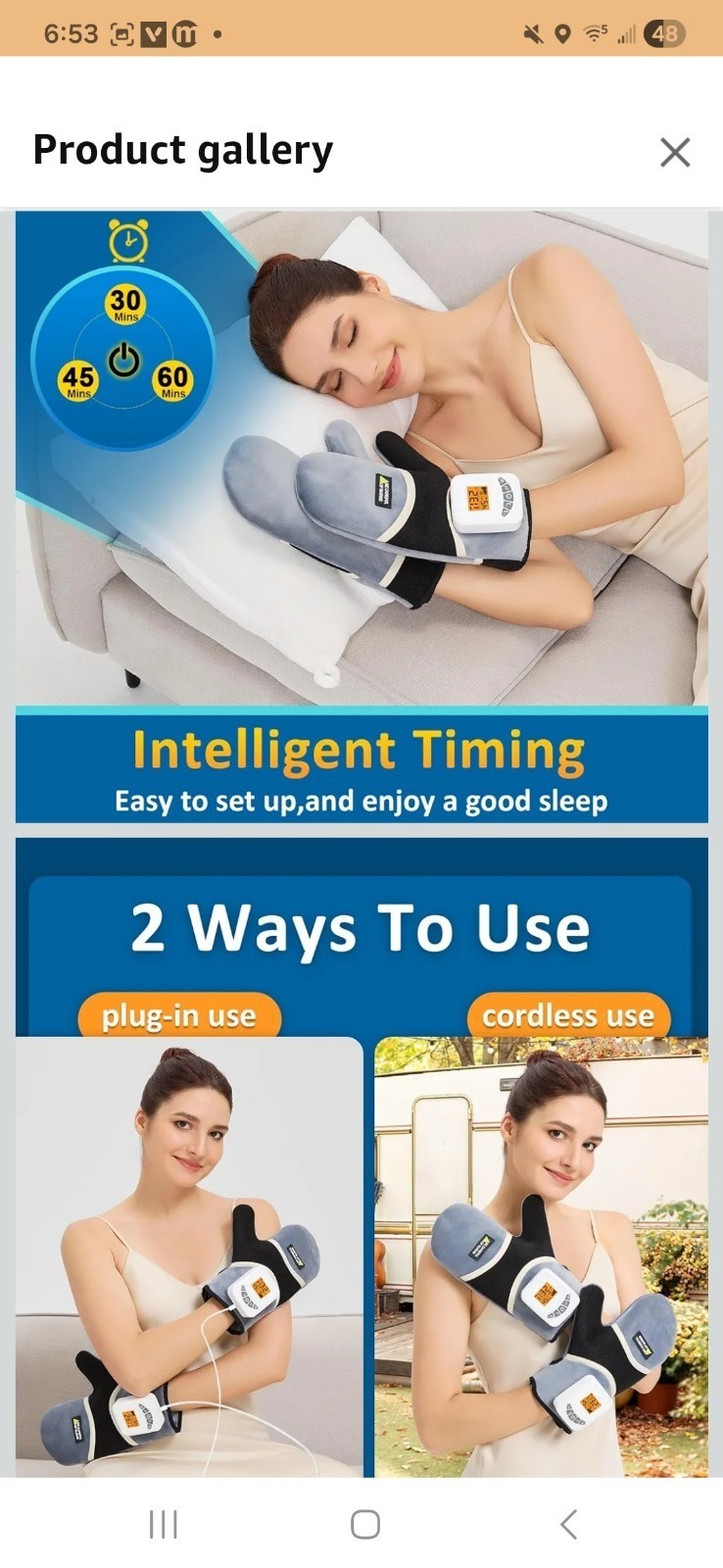 Cordless hands heating massaging pads gloves