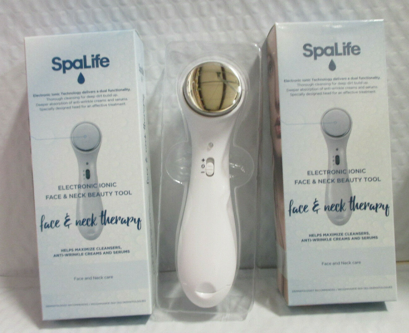 SPALIFE ELECTRONIC IONIC FACE & BEAUTY TOOL FOR FACE & NECK THERAPY NWB LOT OF 2