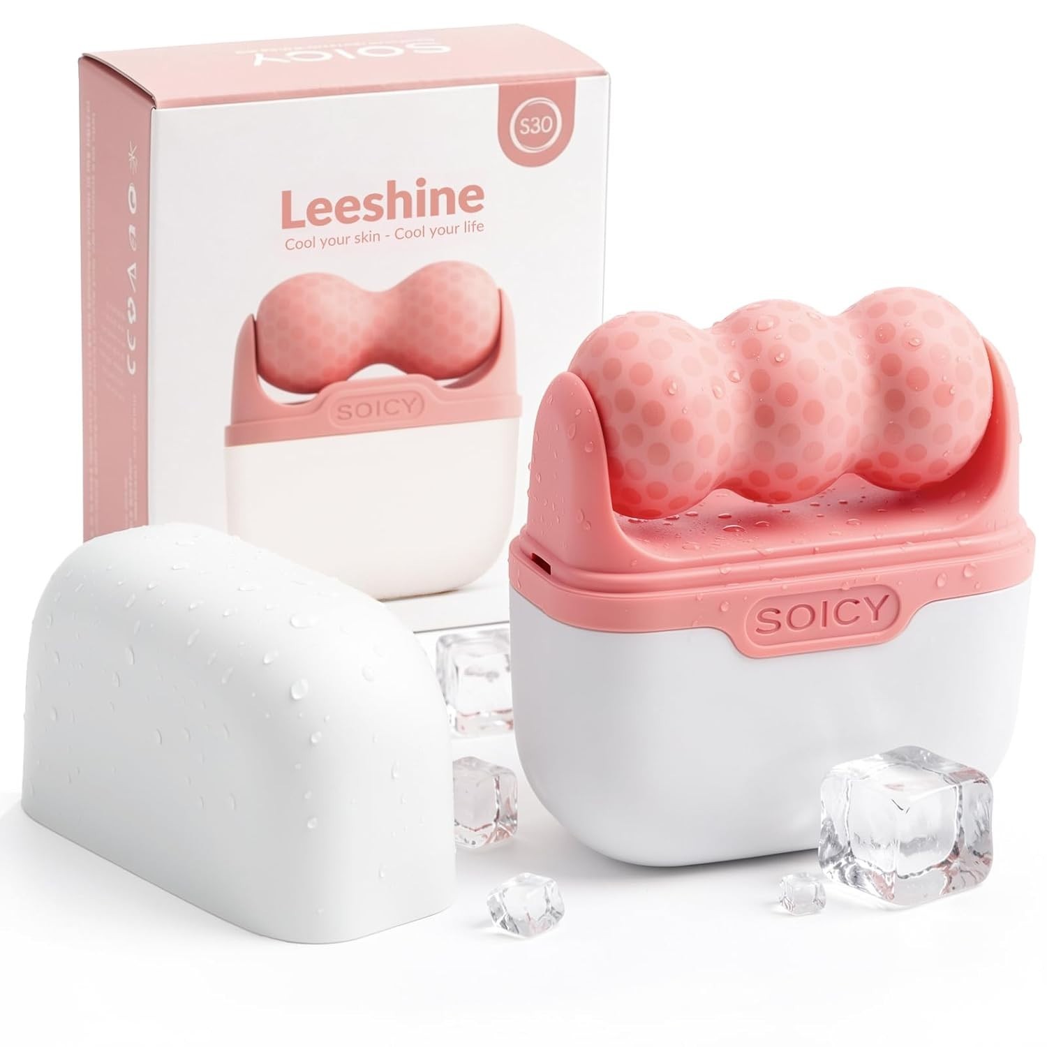 Pink Ice Roller Set for Face & Eyes – Cold Therapy Skin Care Tool