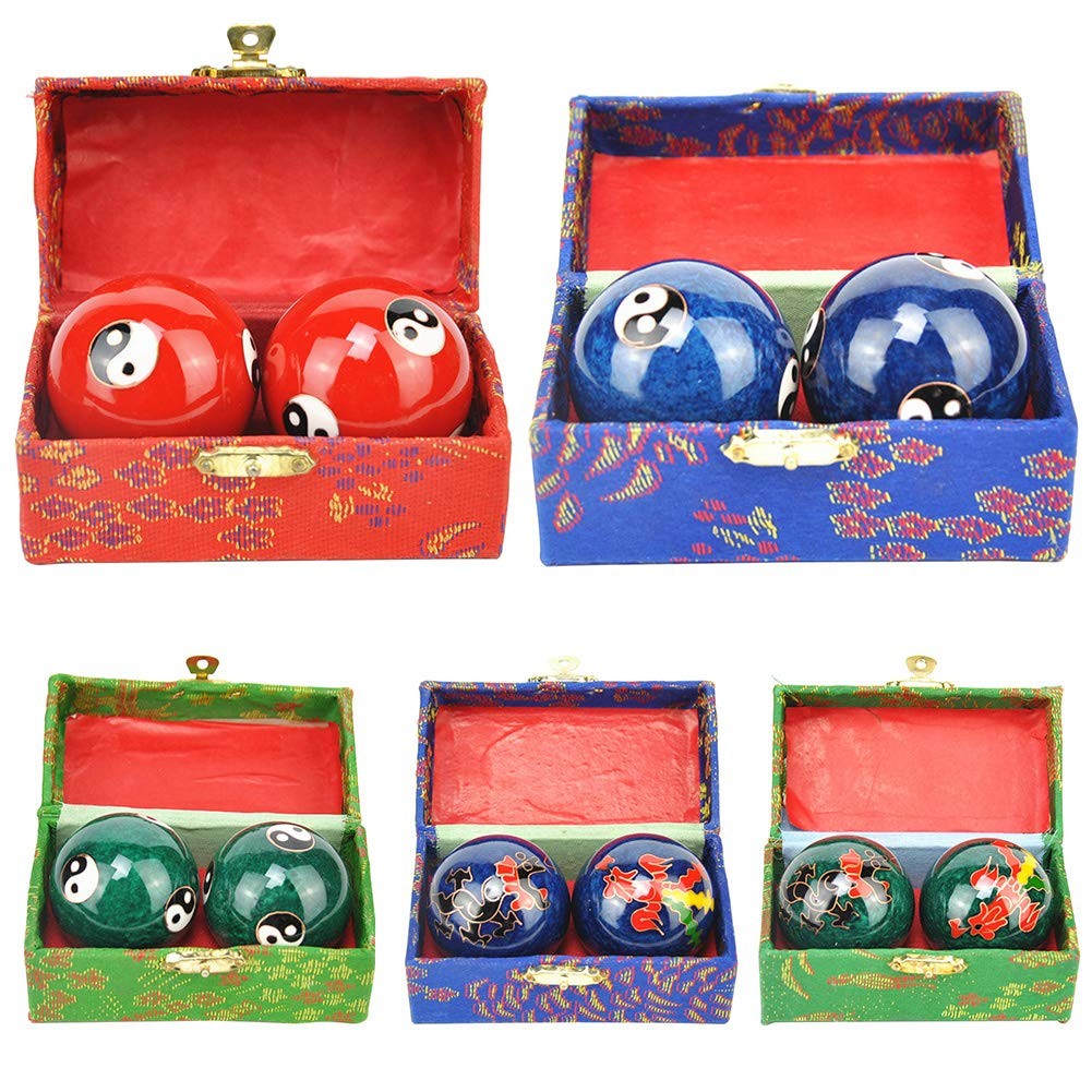 2Pcs Chinese Health Exercise Stress Baoding Balls, Meditation Massage Handbal…