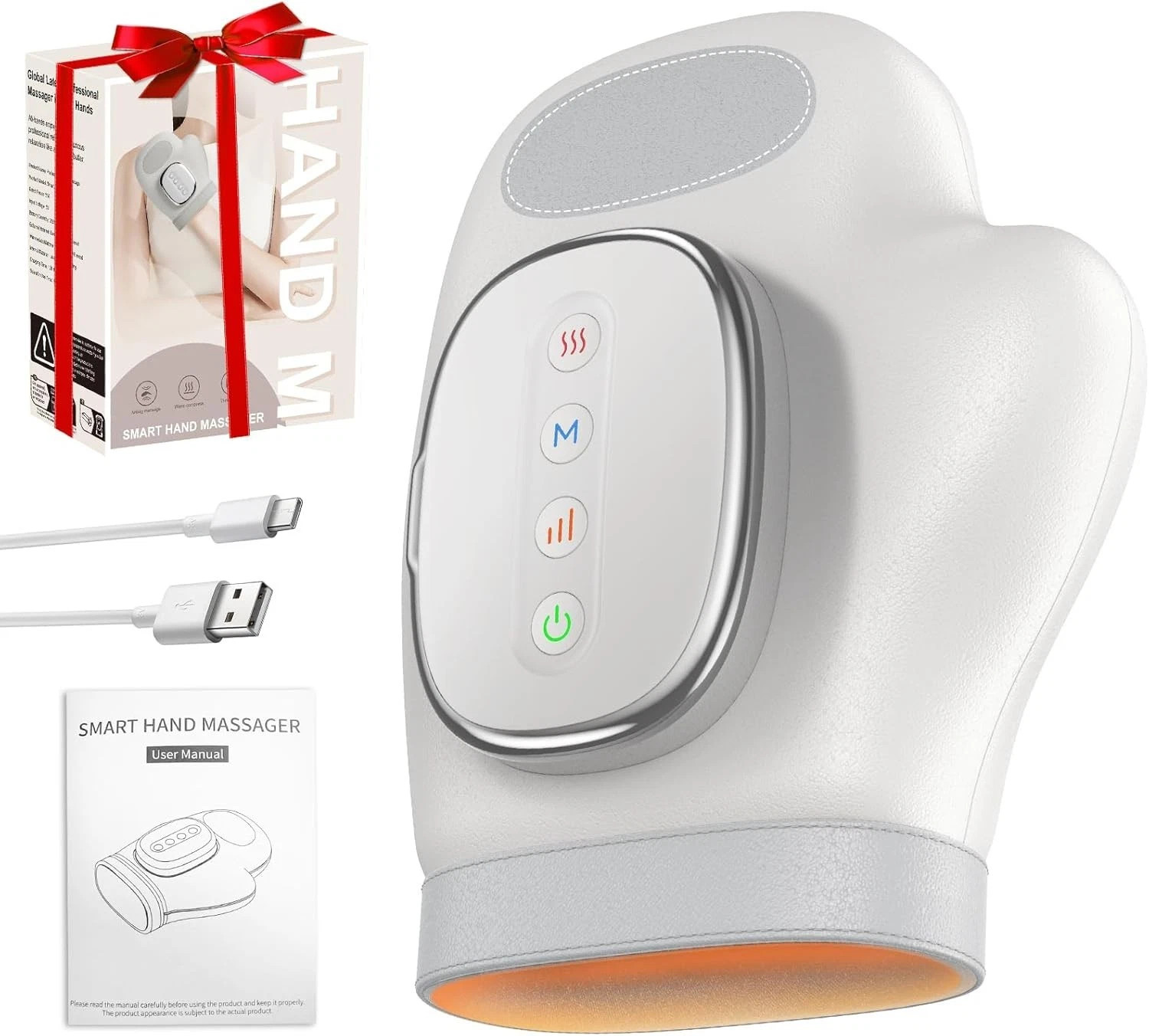 Hand Finger Massager Heated Compression Arthritis Wrist Pain Stress Relief Elec