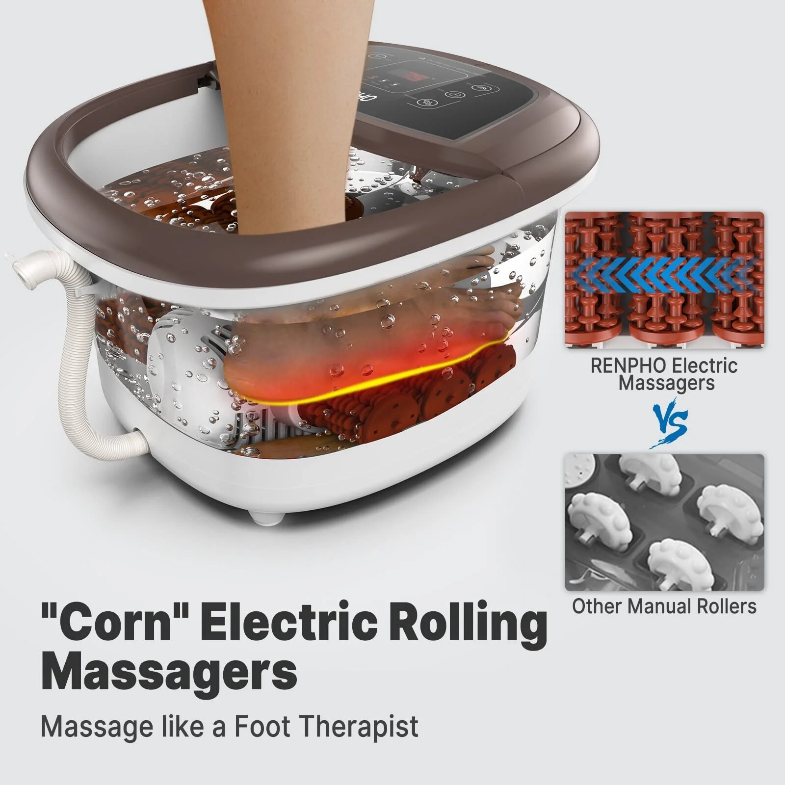 RENPHO Foot Spa Bath Massager Heat Soaker Massage Bubble Roller Deep Soak Gift