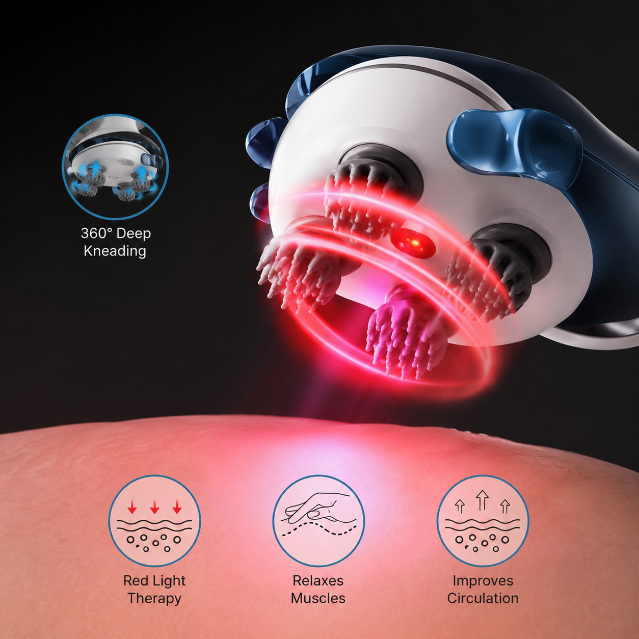 Electric Scalp Head Massager Red Light Therapy Antistress Relax Body Massage Rem