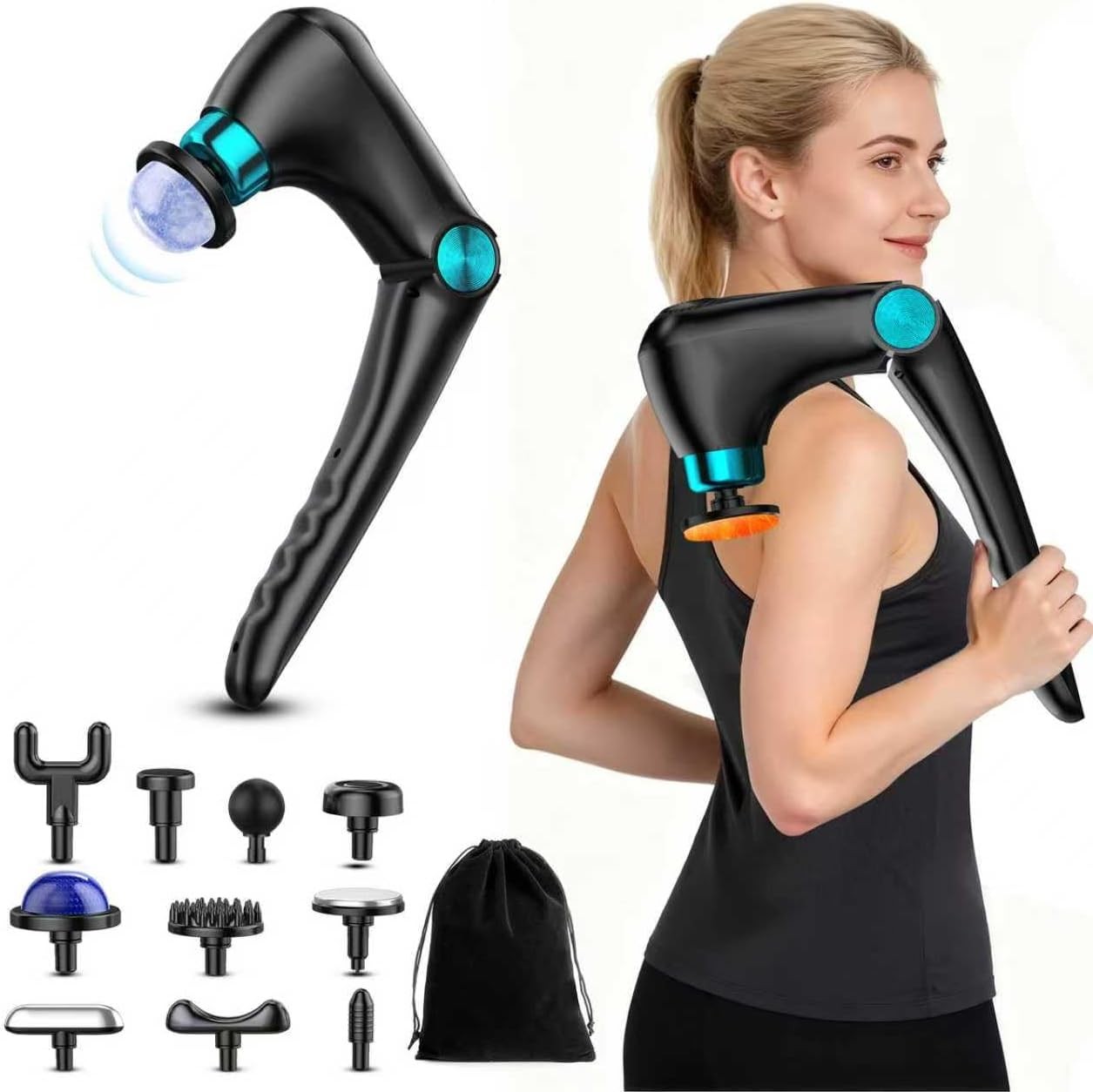 Massage Gun Heat Cold Foldable Deep Tissue Percussion Muscle Back Pain Relief