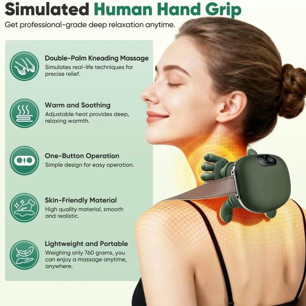 Electric Neck & Shoulder Massager with Heat Shiatsu 4D Kneading Pain Relief TOP