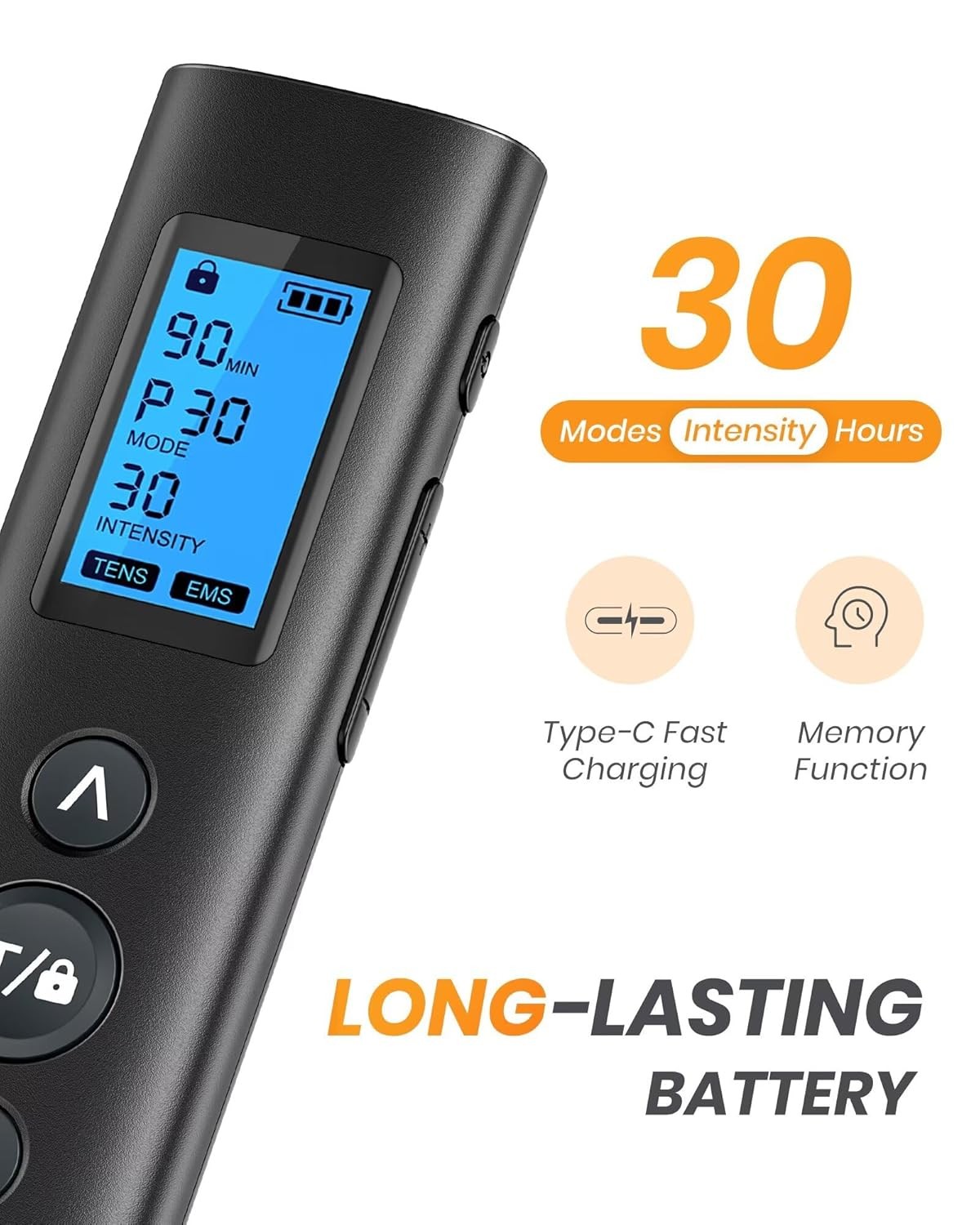 AVCOO 30 Modes TENS EMS Muscle Stimulator Compact Portable Pain Relief Device