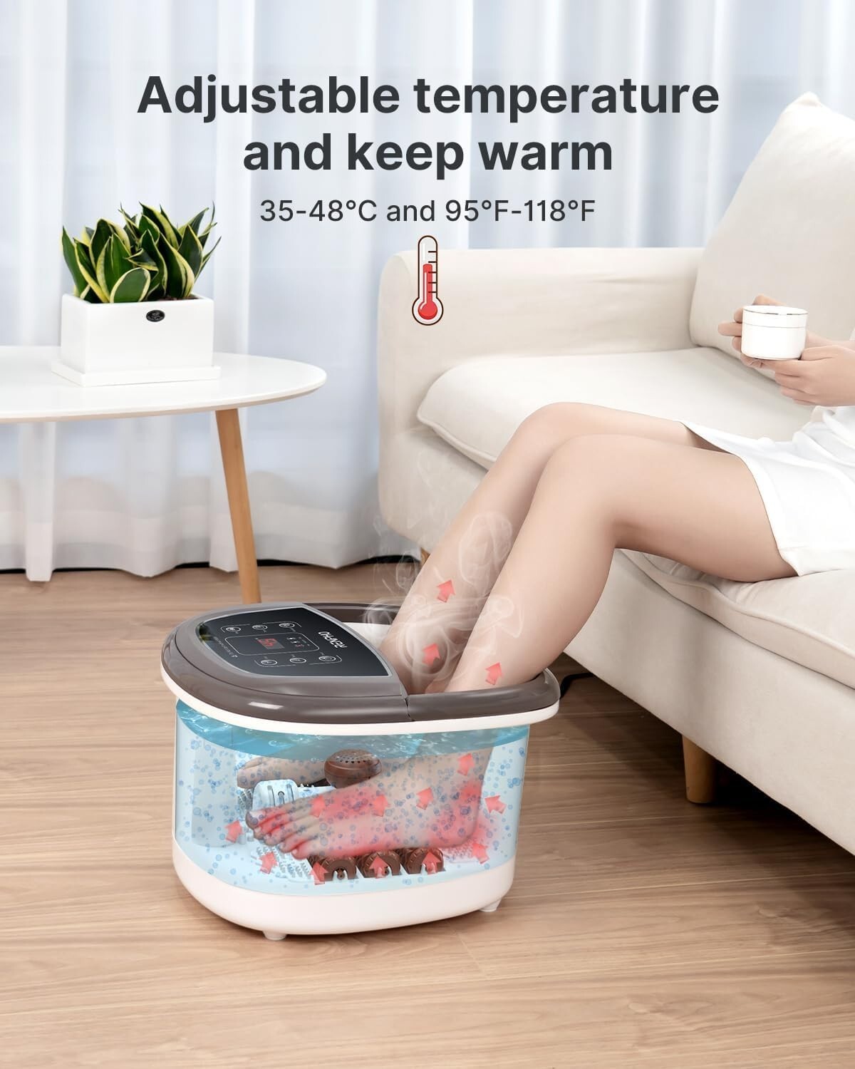 RENPHO Foot Spa Bath Massager Heat Soaker Massage Bubble Roller Deep Soak Gift