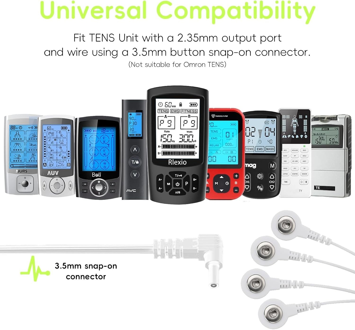 TENS Unit Pads 20PC Reusable Hydrogel Universal EMS Pain Relief Electrodes Wire