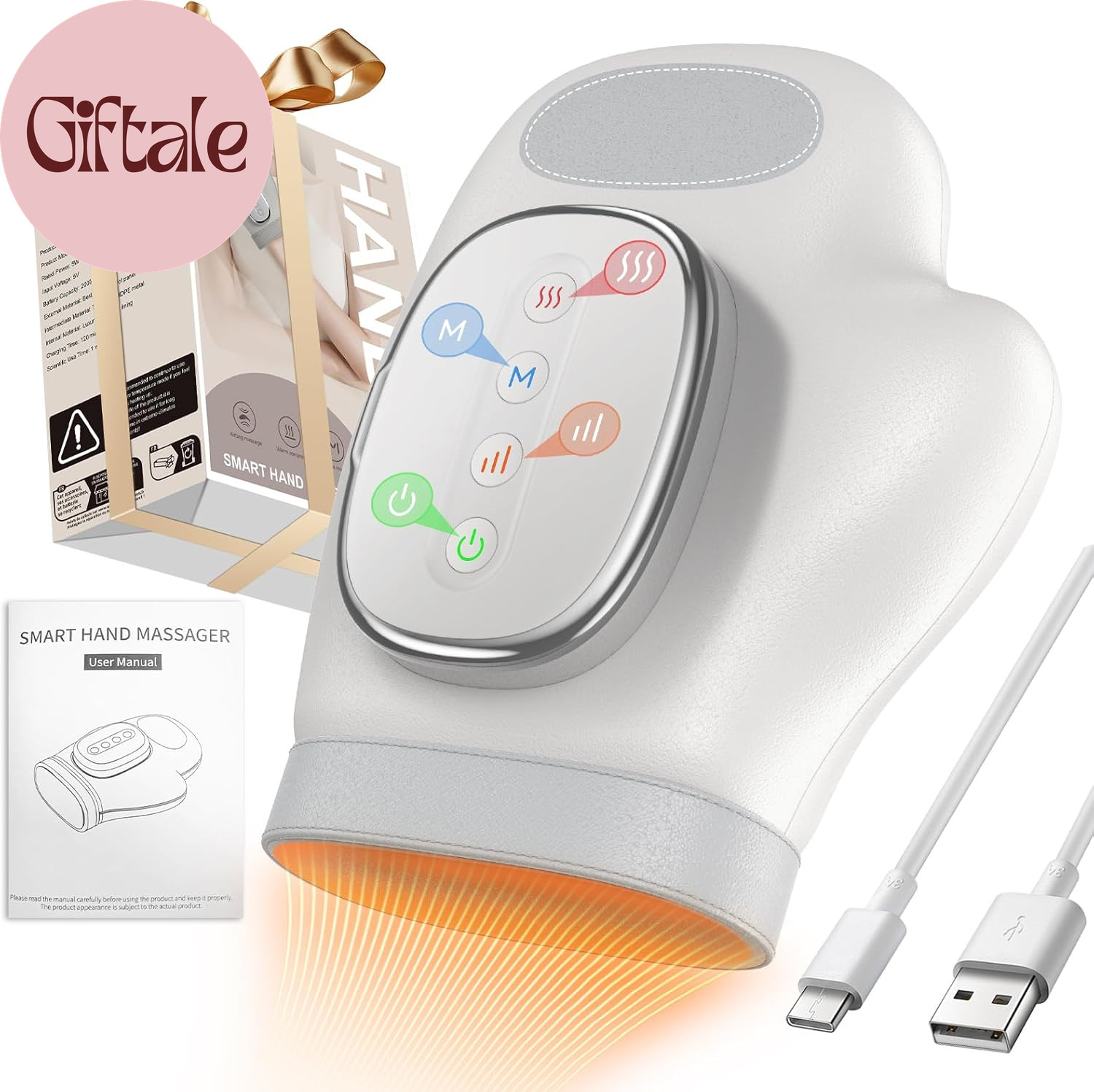 Professional Hand Massager with Heat Compression Therapy, 3 Massage 4 Temperatur